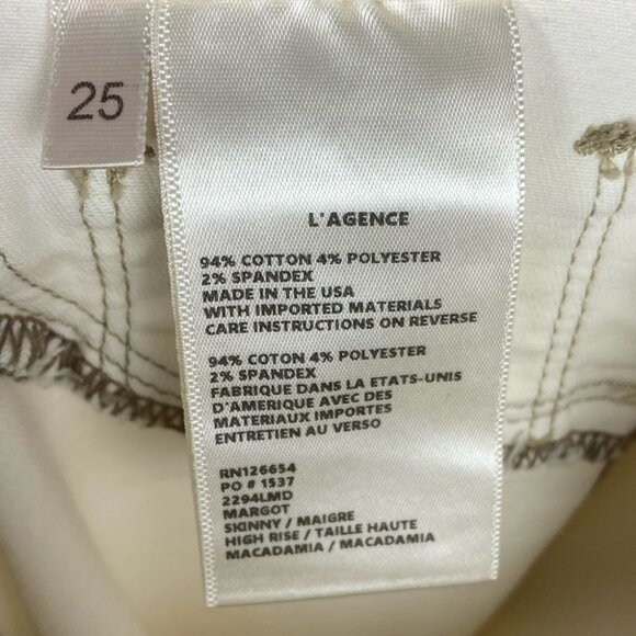 Revolve L'Agence Margot High Rise Skinny Jeans 25 Macademia White USA Made Pants - Picture 7 of 11
